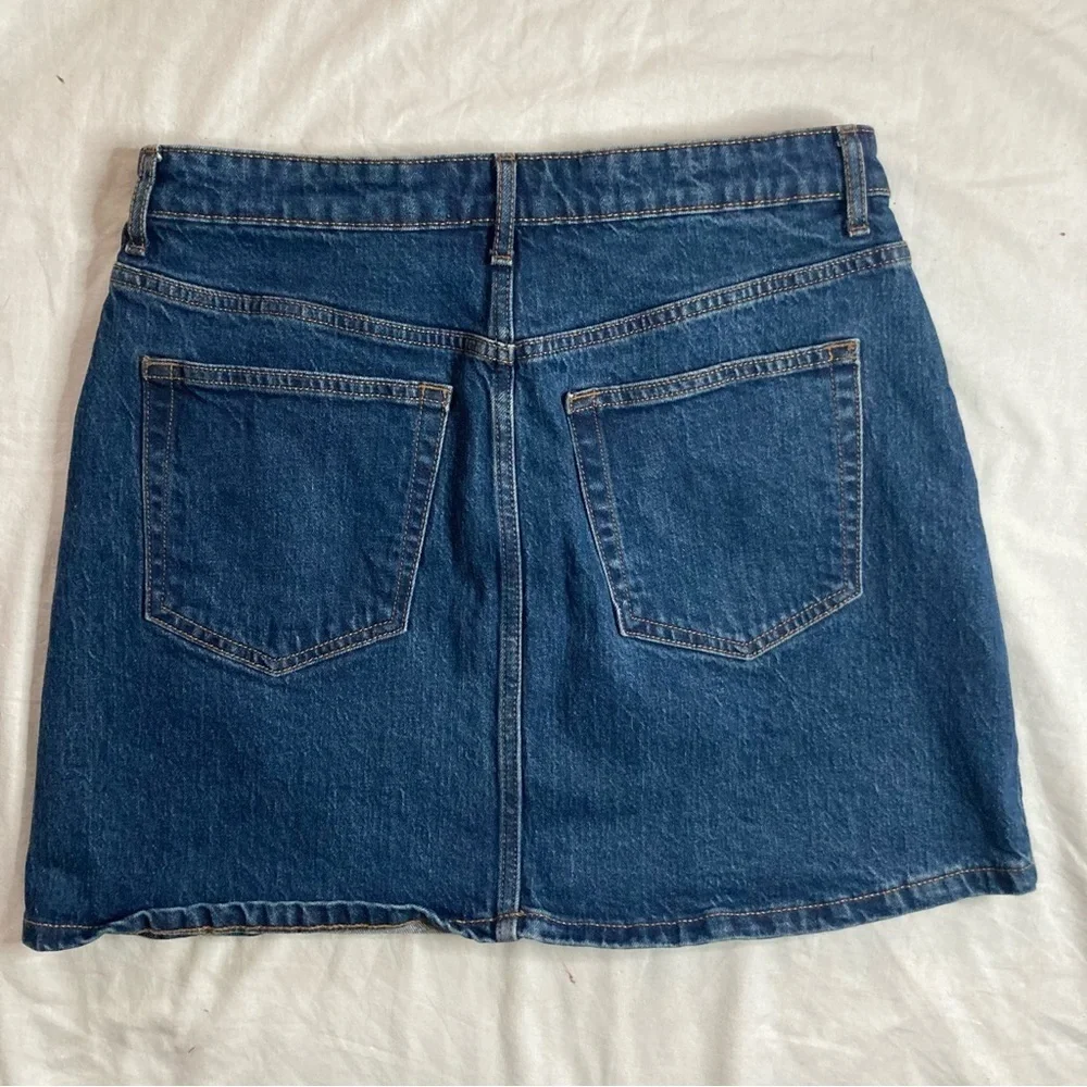 Reformation Lydia Denim High-Rise Mini Skirt Size 30 Dark Wash Navy Blue